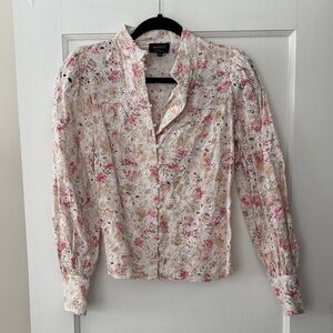 Bardot Floral Lace Top in Pink and Cream